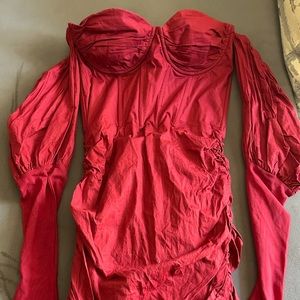 Volemo Women’s Ruched Corset Bodycon Dress Off The Shoulder Puff Long Sleeve